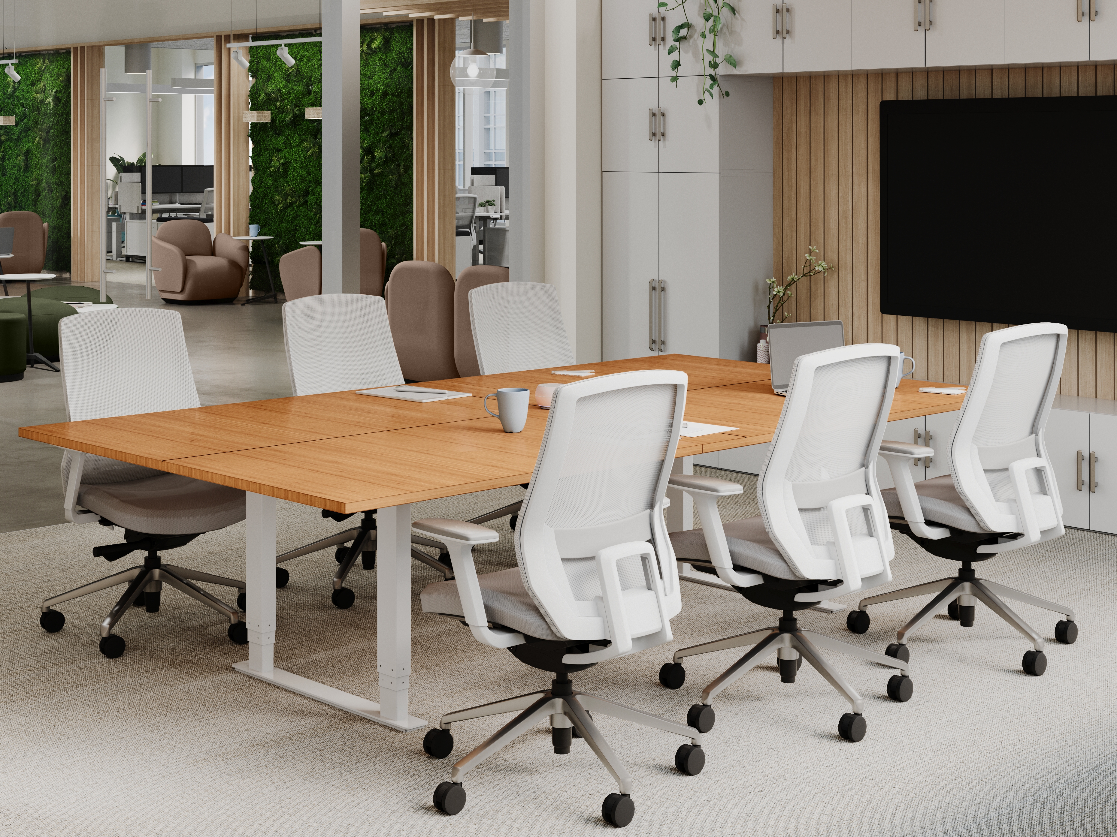 42" height adjustable conference table with bamboo top