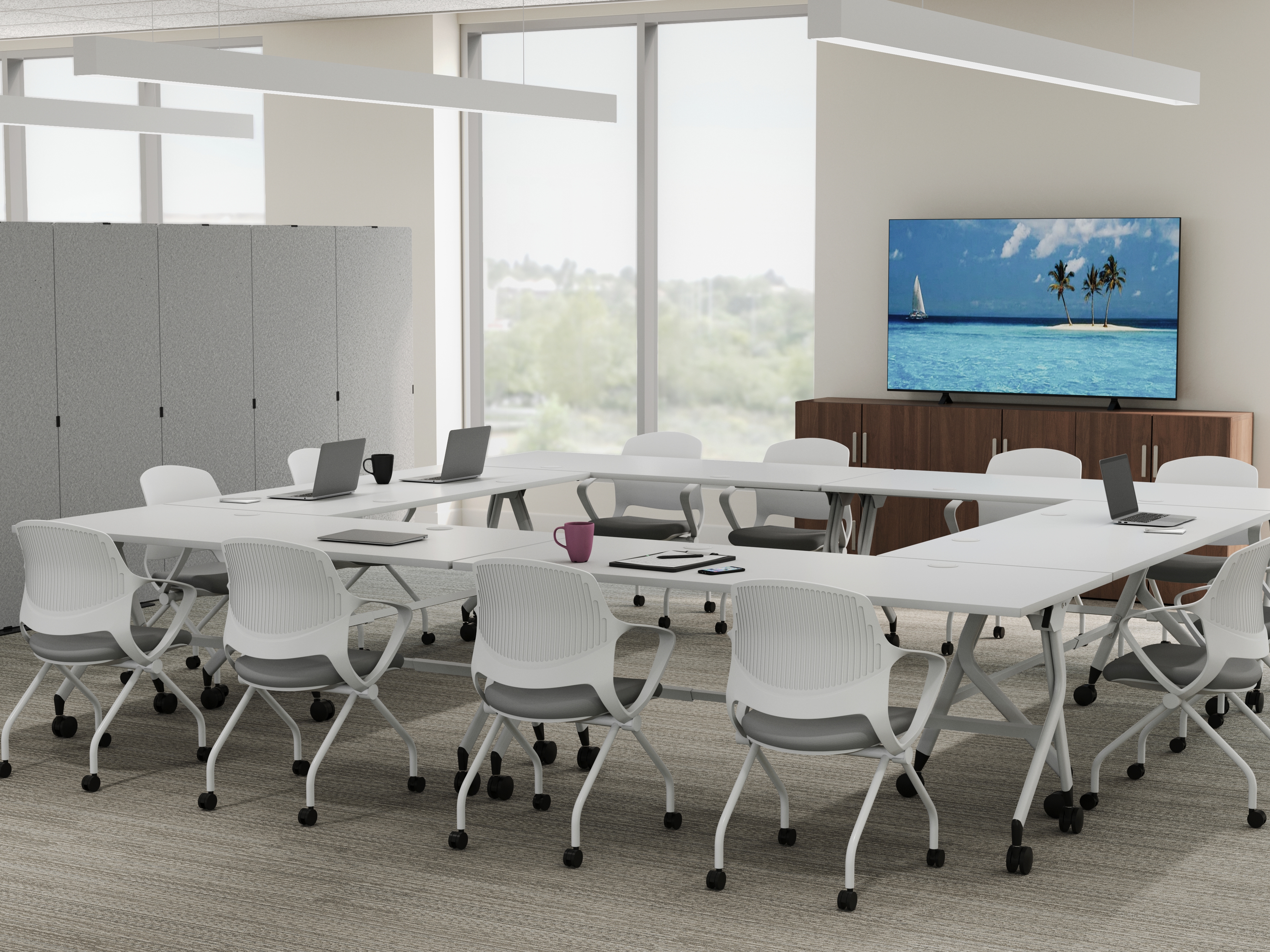 Flip top table in white