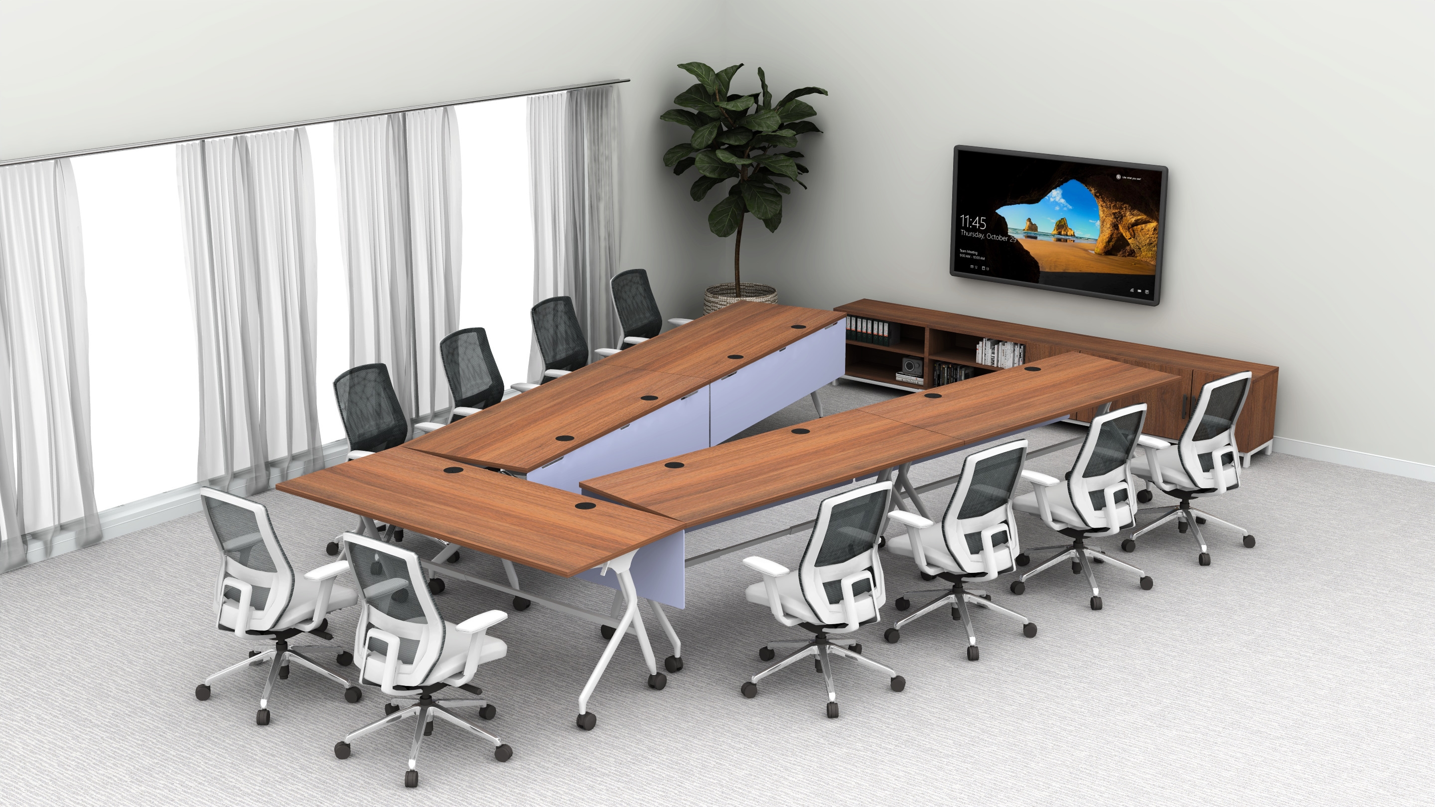 Flip Top Table conference room V-configuration