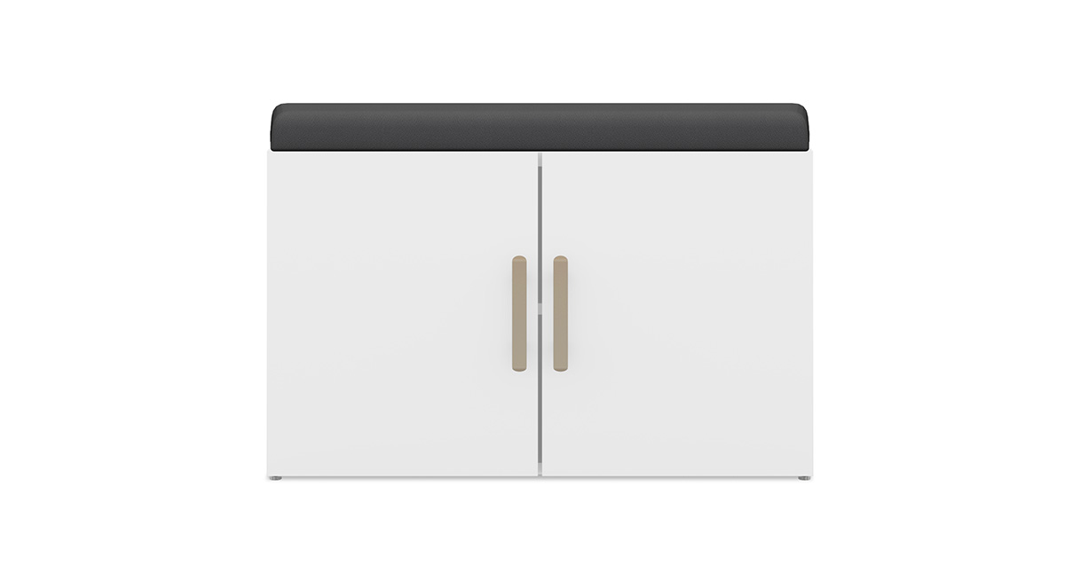 White MoPac Cabinet with cushion