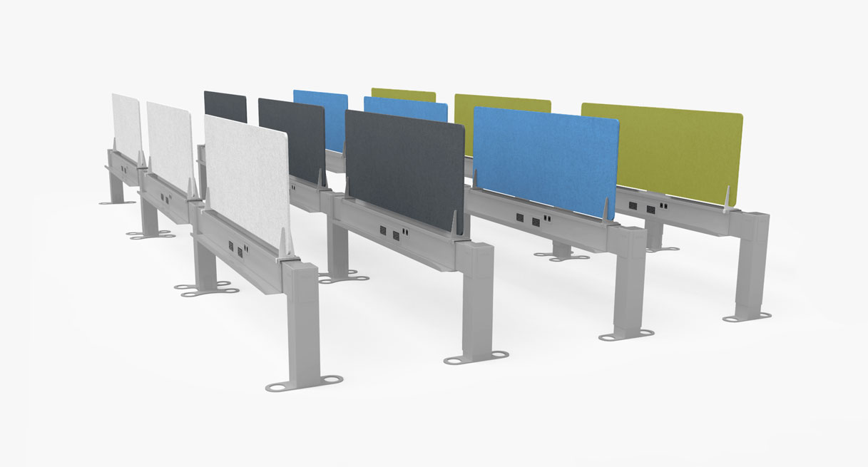 Power and Data Rails with acoustic privacy colors in all offered colors