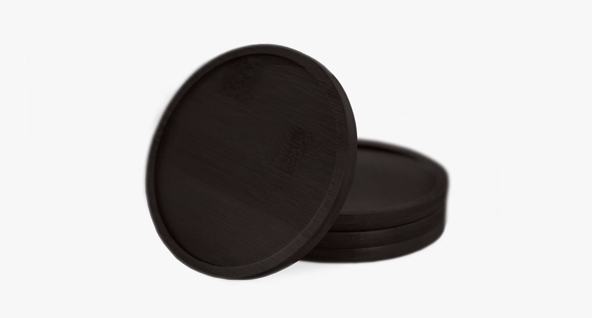 Quantity of 4 Black Bamboo Coasters