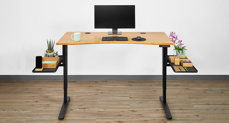 UPLIFT Desk bamboo setup with side car shelves and matching organizer set