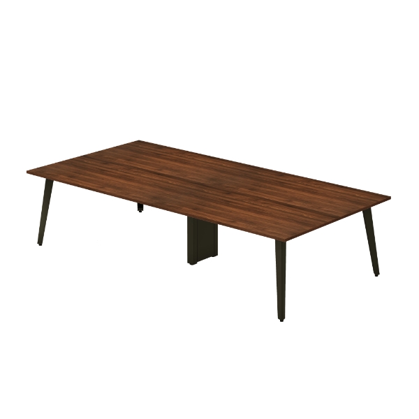 4-Person Table by UPLIFT Desk with a black frame and walnut laminate tabletop