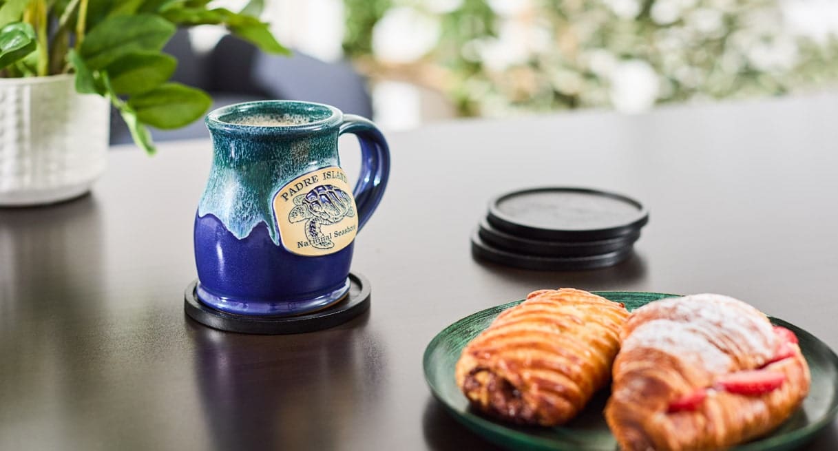 Water resistant & easy to clean, bamboo coasters protect desk and table surfaces from condensation rings