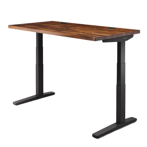 UPLIFT V3 Standing Desk with a black frame and Walnut Butcher block desktop