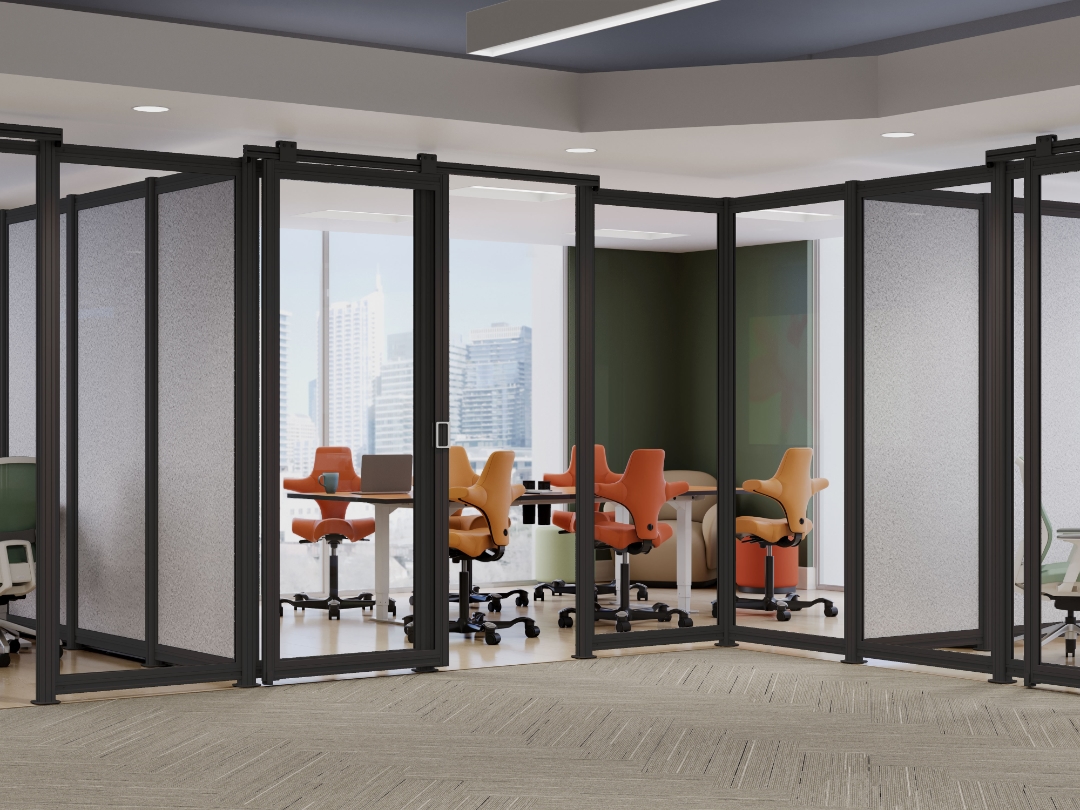 UPLIFT Spaces Wall system in slate with Capisco chairs