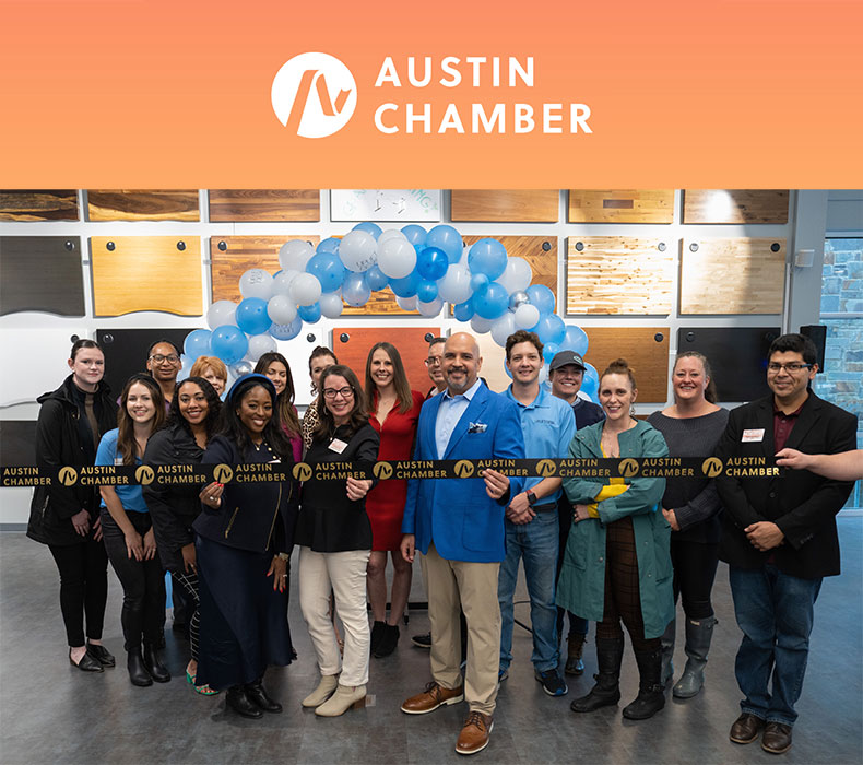 UPLIFT Desk and Austin Chamber of Commerce celebrating our Austin showroom grand opening