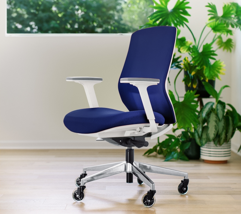 UPLIFT Envoke Ergonomic Chair in cobalt with blade casters