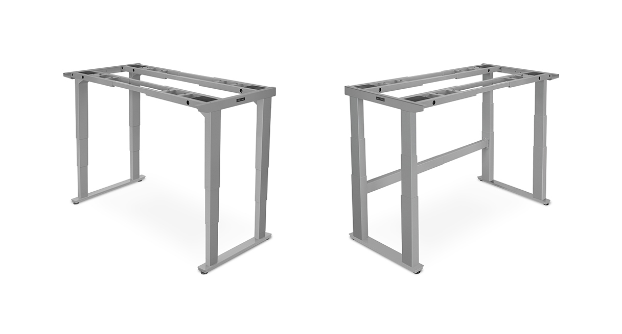 Gray V2 and V2-Commercial 4-Leg Adjustable Height Desk Frames