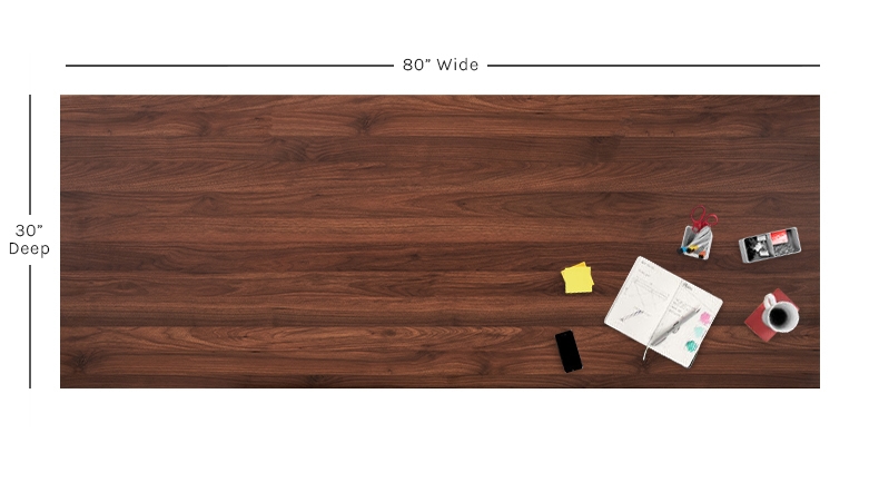 80”x30” walnut laminate tabletop.