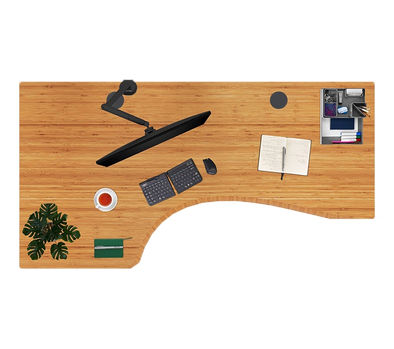 Bamboo curved corner desktop.