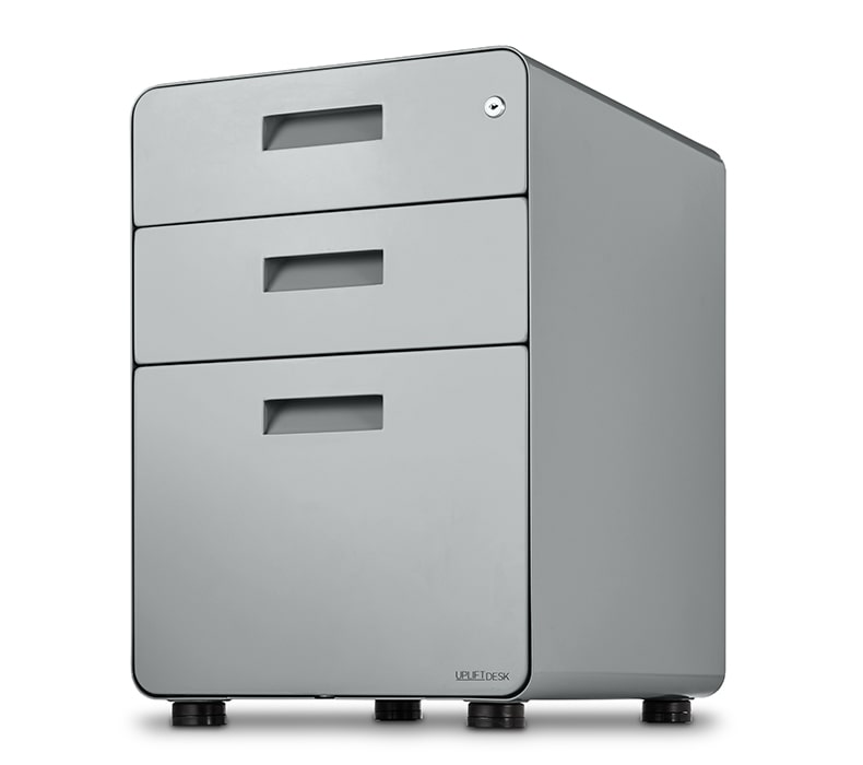 File Cabinet Leveling Glides attached to a 3-Drawer File Cabinet by UPLIFT Desk