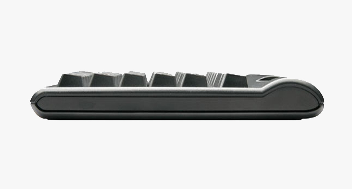 Side view of the low profile of a Kinesis Freestyle2 Ergonomic Keyboard