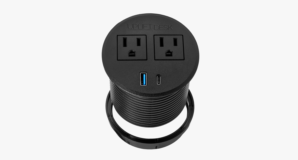 A threaded locking ring directly below a Power Grommet with USB