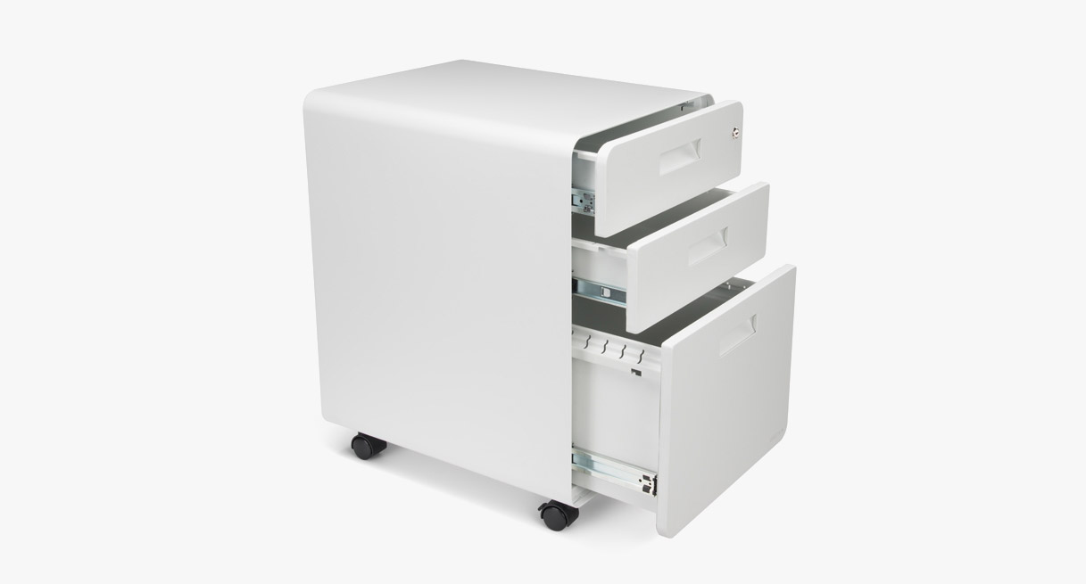 A white UPLIFT 3-Drawer Filing Cabinet