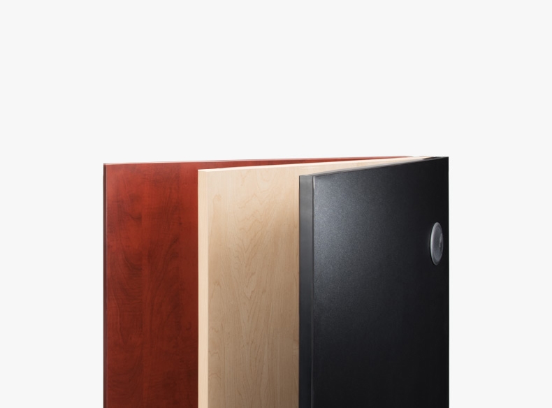 A Laminate desktop in Cherry makes a fine addition to any UPLIFT Desk base.