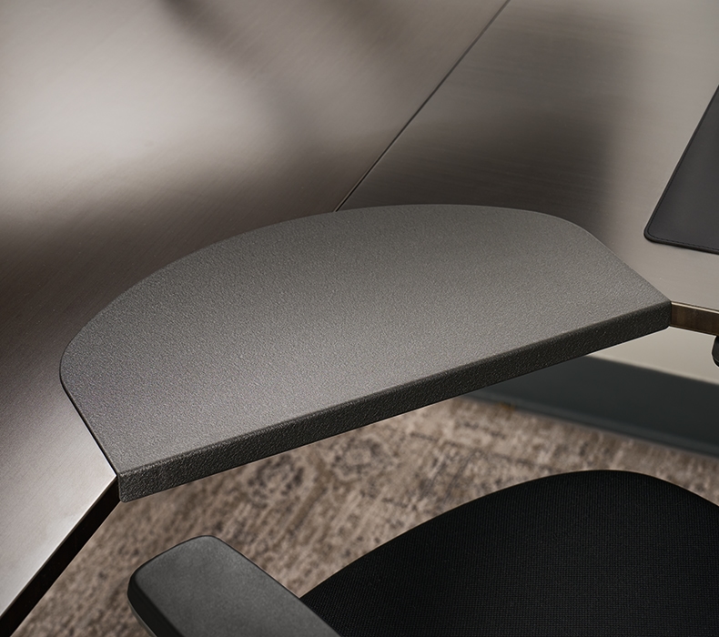 The UPLIFT Corner Sleeve creates more usable desk space with corner or L-shaped desktops.
