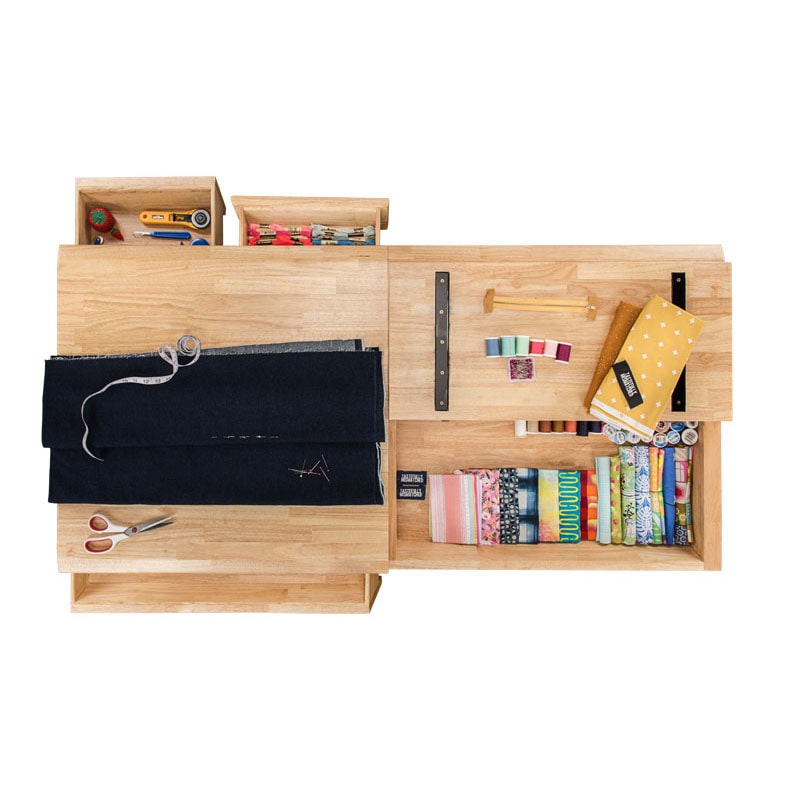 Aerial view of the Craft Table showing storage