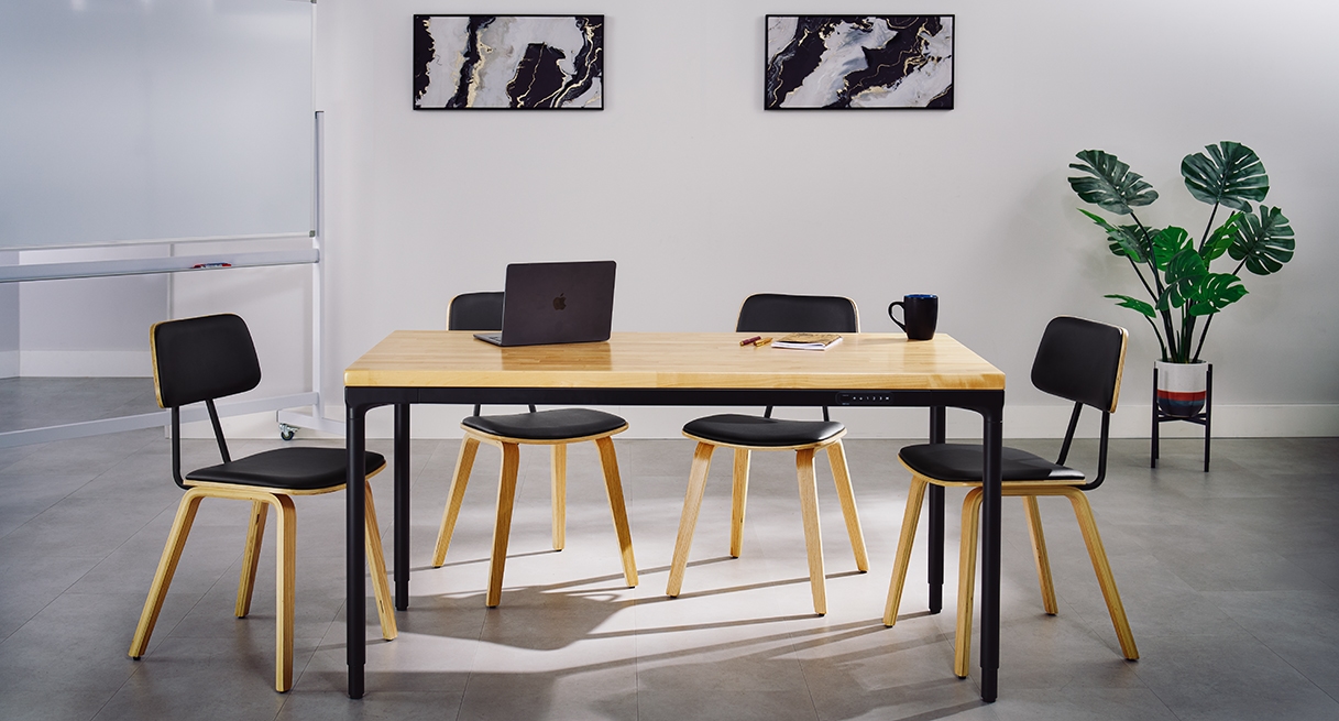 Parsons Standing Desk with Kerbey Chairs by UPLIFT Desk