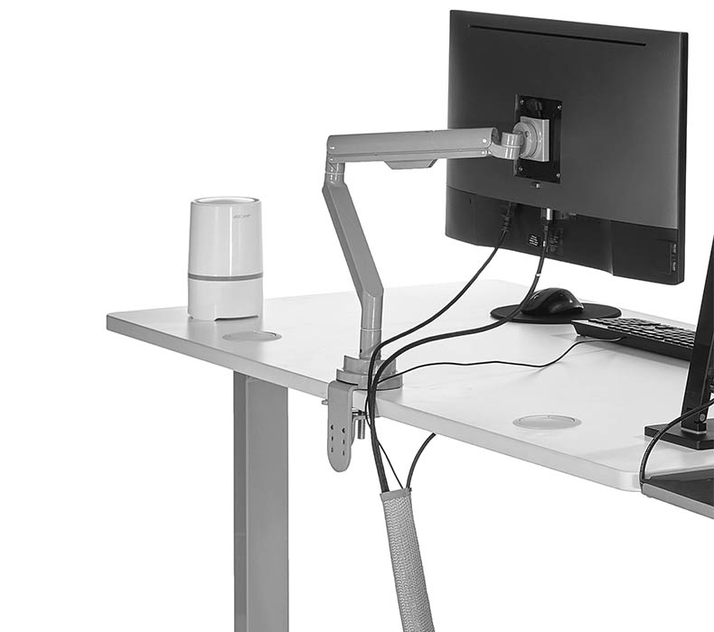 60-inch Gray Zipped Cable Sleeve that matches a UPLIFT V2 Standing Desk Frame