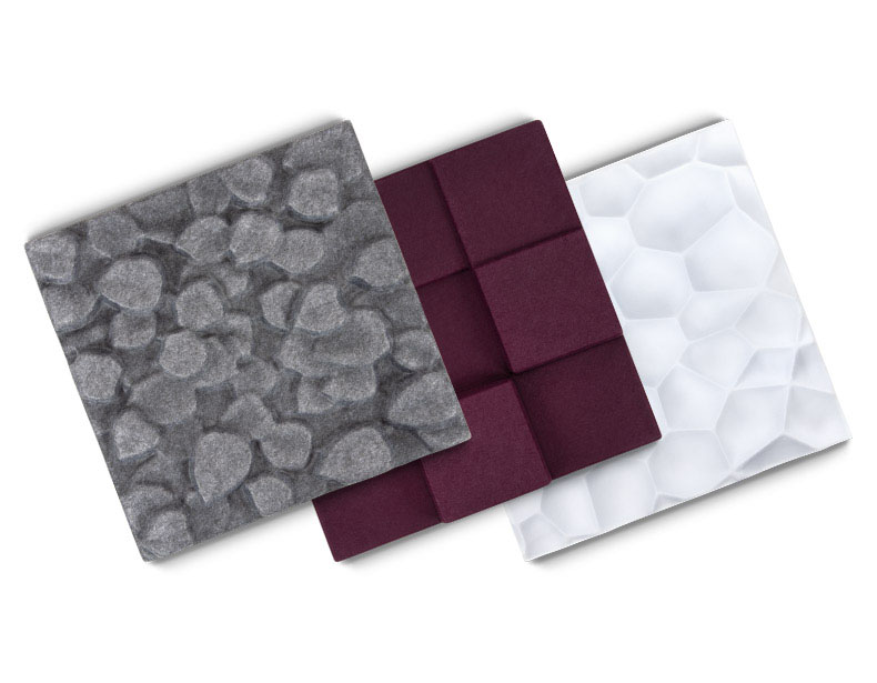 Display of various acoustic textures by UPLIFT Desk