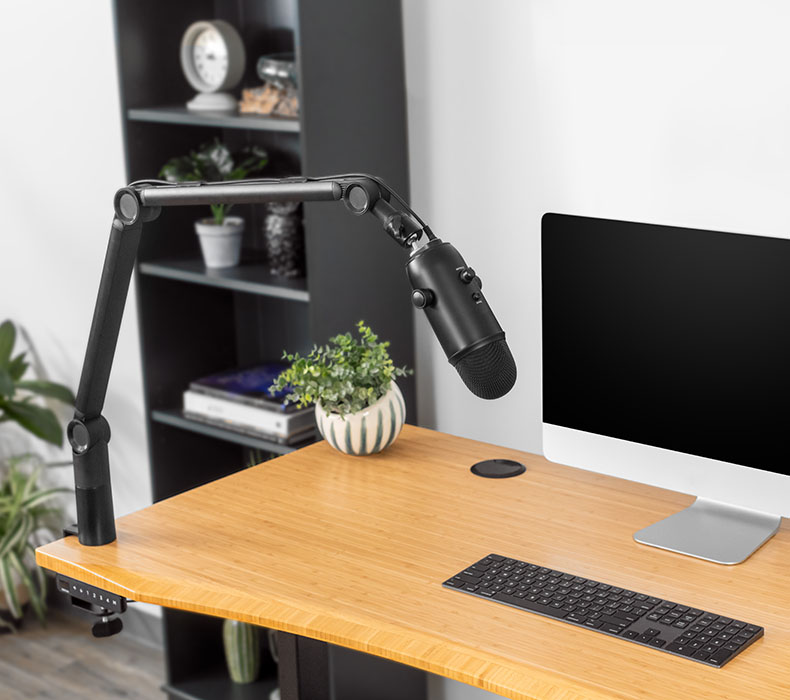 Bamboo Curve UPLIFT Standing Desk with Clamp-On Microphone Arm