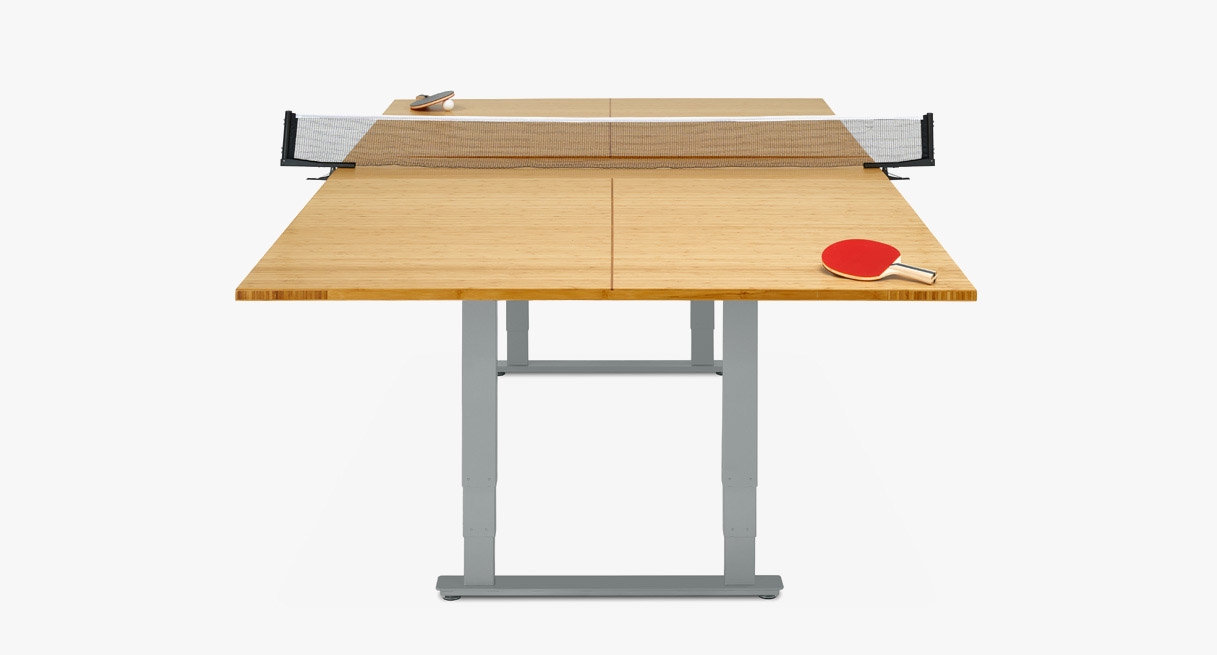 Height Adjustable Ping-Pong Conference Table with bamboo tabletop